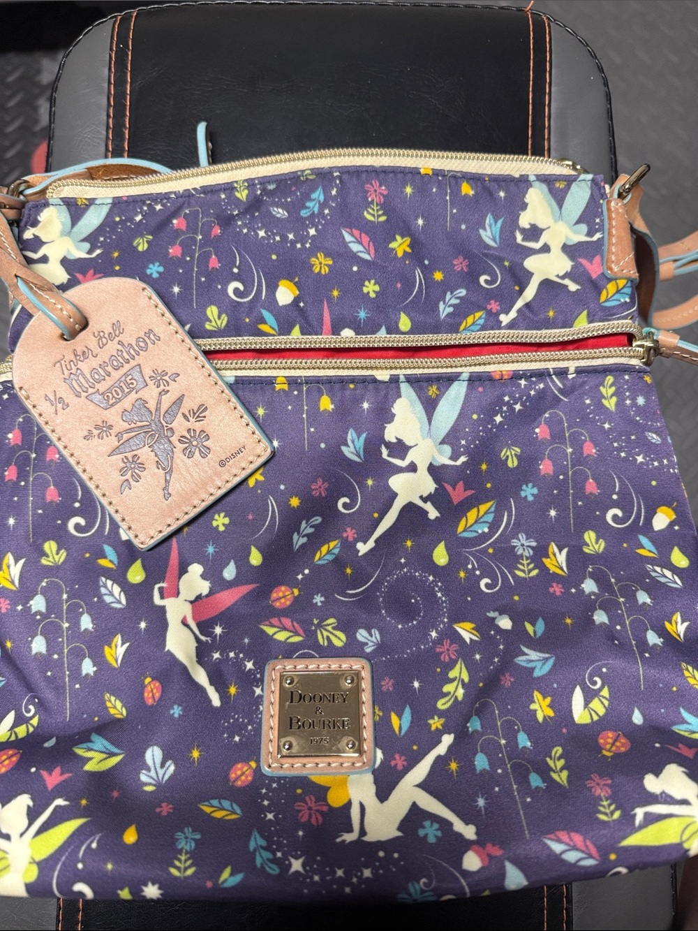 Dooney & Bourke Purple Tinker Bell Print Crossbody Bag